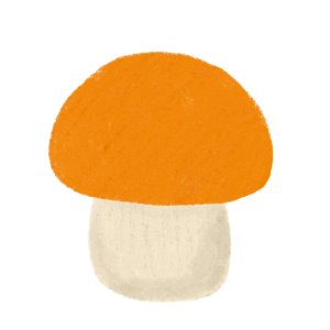 オレンジ太っちょキノコのイラスト　クレヨン風　ⒸAtelier Funipo